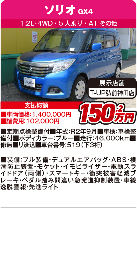 ソリオ150.2万円