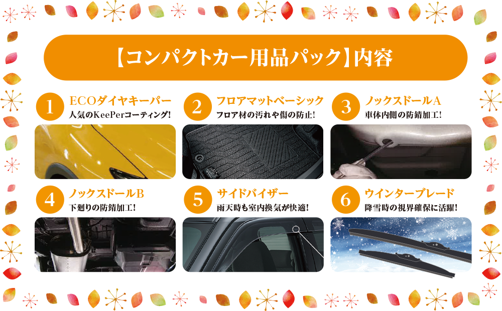 コンパクトカー用品パック内容紹介