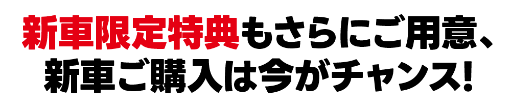 新車限定特典もさらにご用意、新車ご購入は今がチャンス！