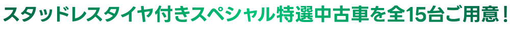 スタッドレスタイヤ付きスペシャル特選中古車を全15台ご用意！