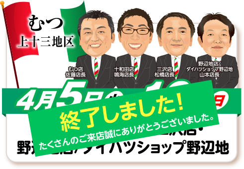 むつ上十三地区、終了しました！