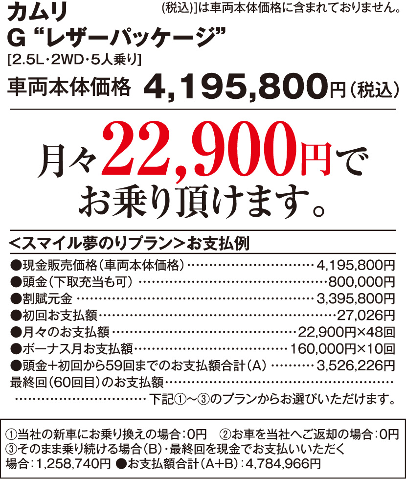 車両本体価格 4,195,800円（税込）