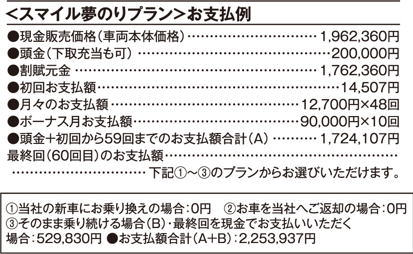 車両本体価格 1,962,360円（税込）