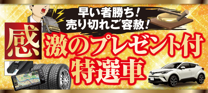 早い者勝ち!売り切れご容赦!豪華プレゼント付特選車