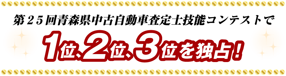 第25回青森県中古自動車査定士技能コンテストで1位、2位、3位、を独占!